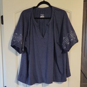 Woman Within Blue Relaxed Short Sleeve Tunic